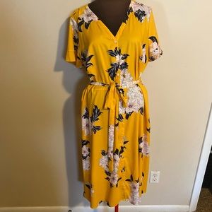 Mustard yellow floral dress by The Loft